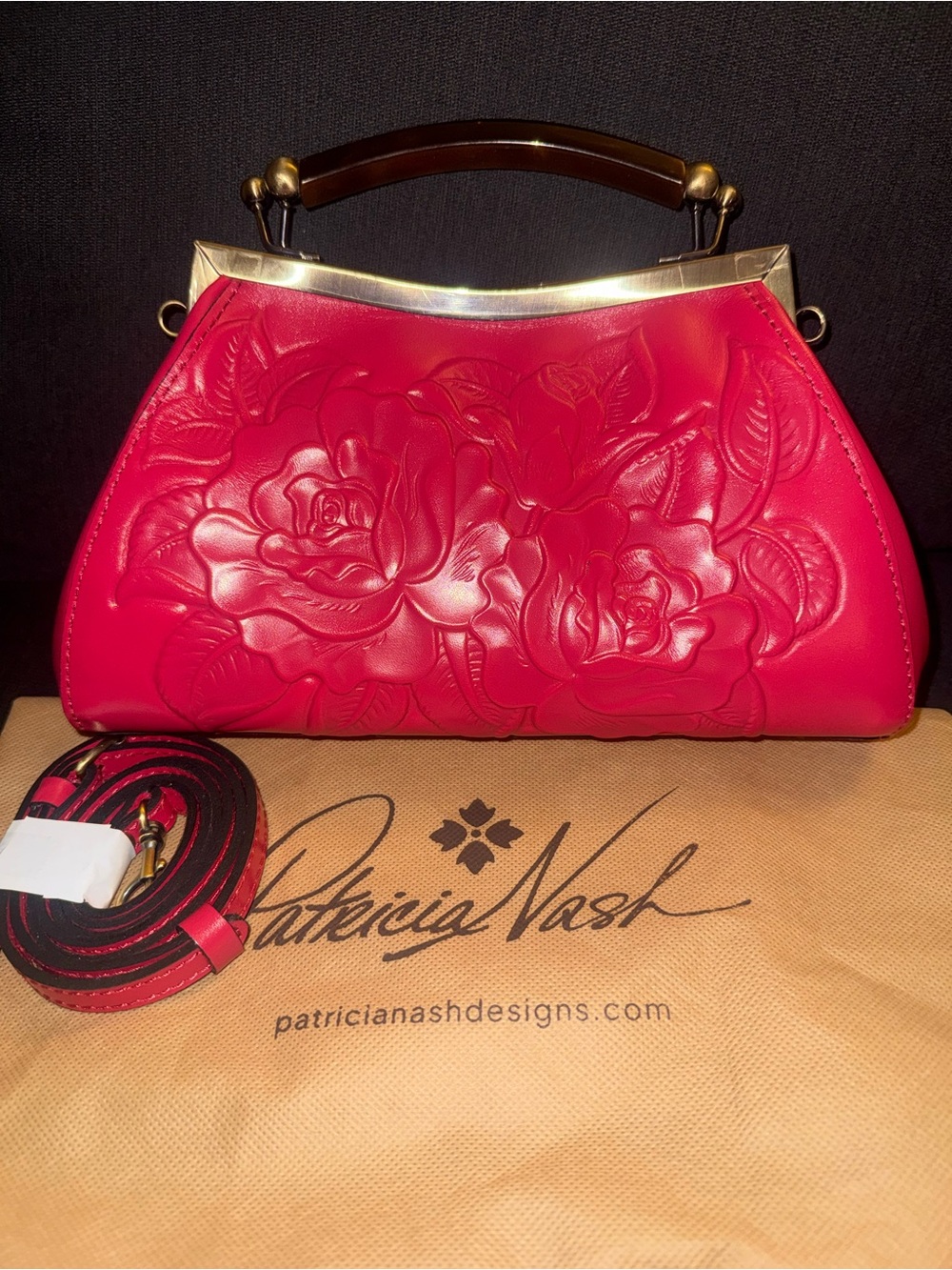 Patricia Nash Kelmscot Frame Bag in Passion Pink NWOT